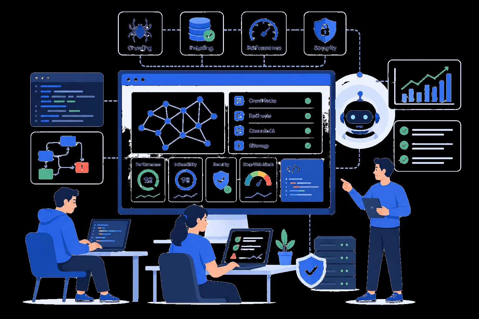 Technical SEO and platform intelligence illustration