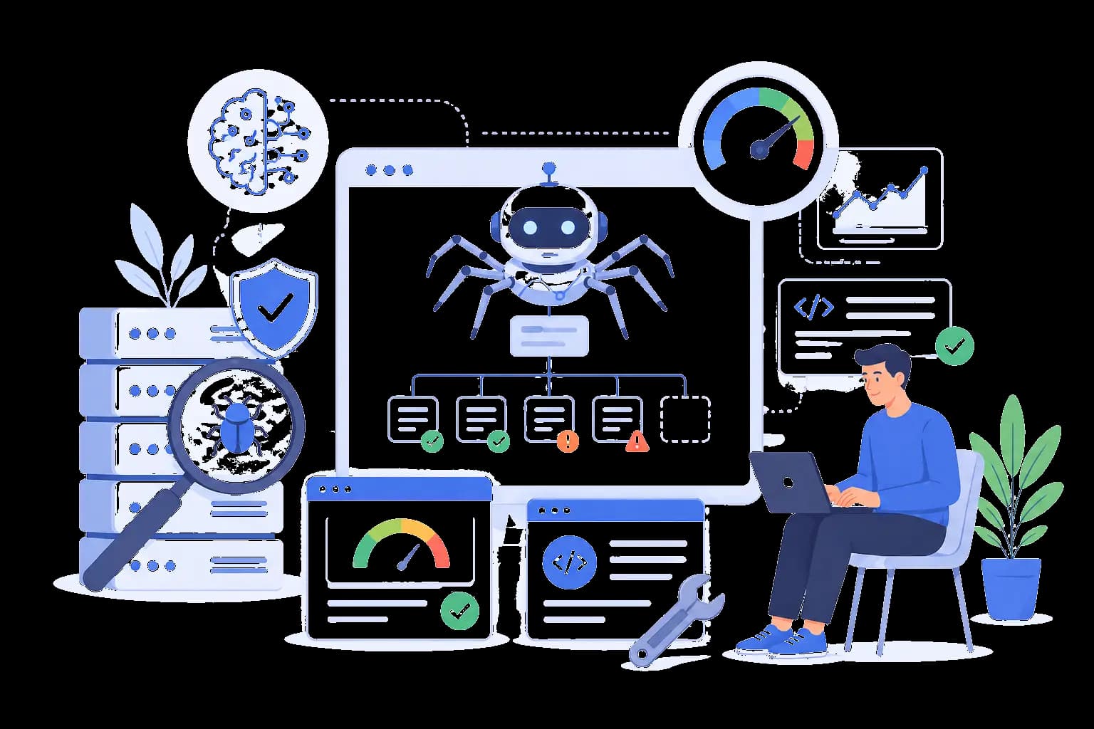 WebKernelAI technical SEO audit dashboard showing crawl path analysis and issue prioritisation